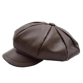 DR399 Women's Real Leather Peaked Cap Ballon Brown