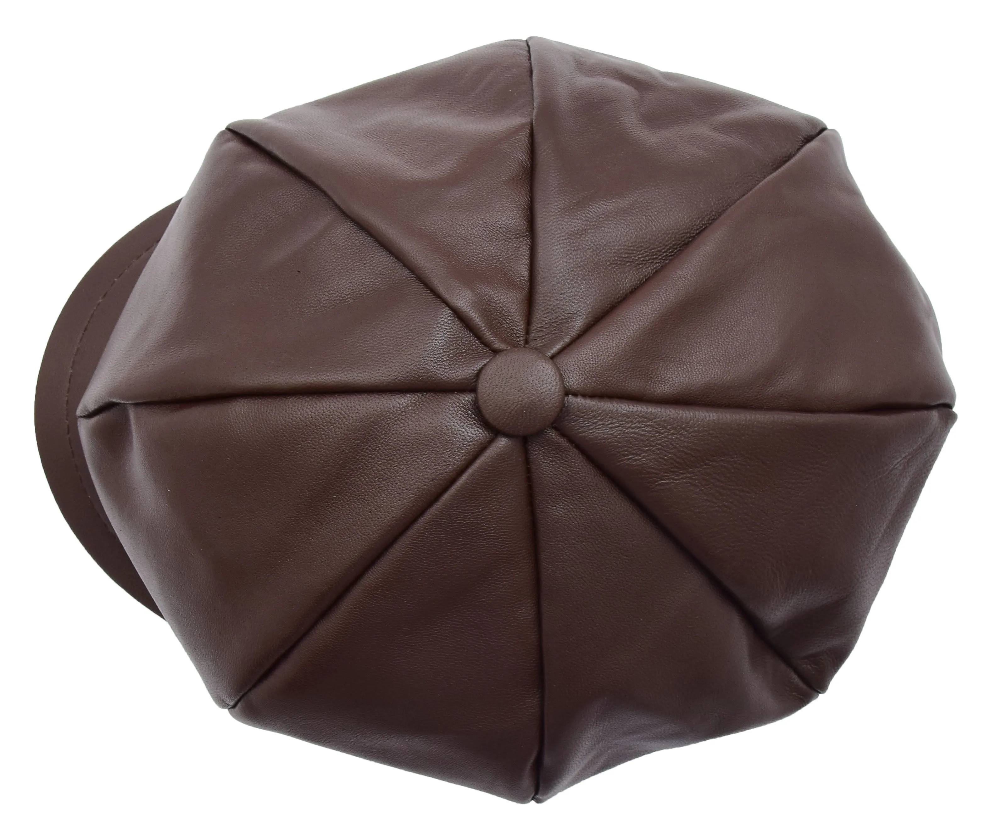 DR399 Women's Real Leather Peaked Cap Ballon Brown