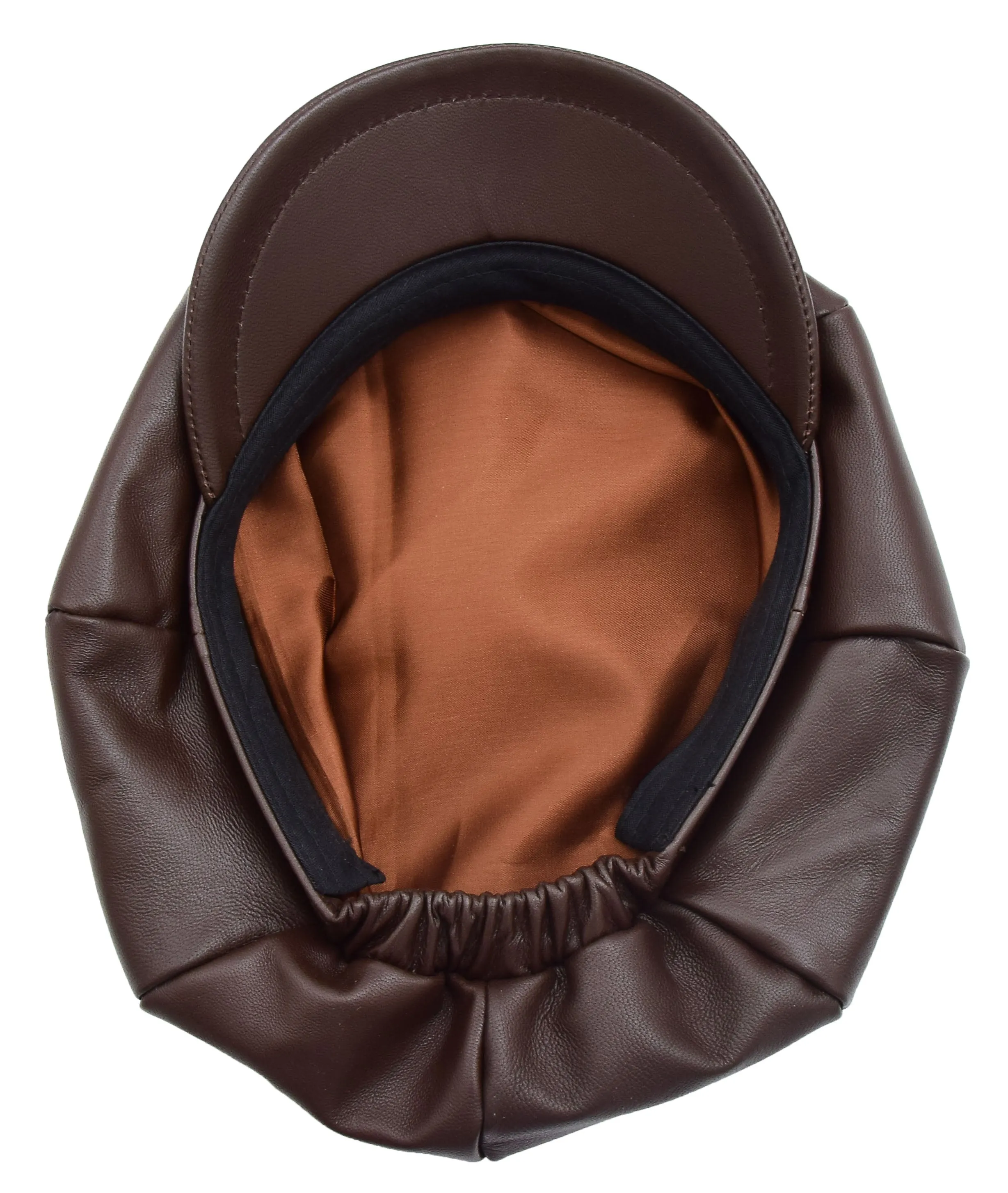 DR399 Women's Real Leather Peaked Cap Ballon Brown