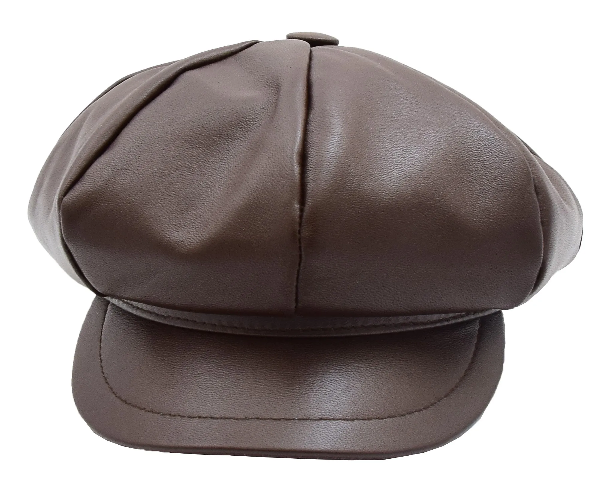 DR399 Women's Real Leather Peaked Cap Ballon Brown