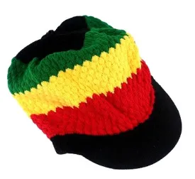 Dreadz Peaked Brim Rasta (Baggie) Slouch Beanie Hat