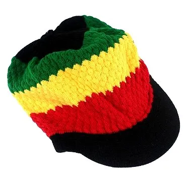 Dreadz Peaked Brim Rasta (Baggie) Slouch Beanie Hat
