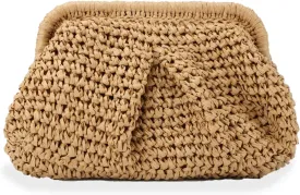 Emprier Straw Clutch Purse for Women Cloud Dumpling Pouch Straw Crossbody Shoulder Handbag Summer Beach Woven Bag