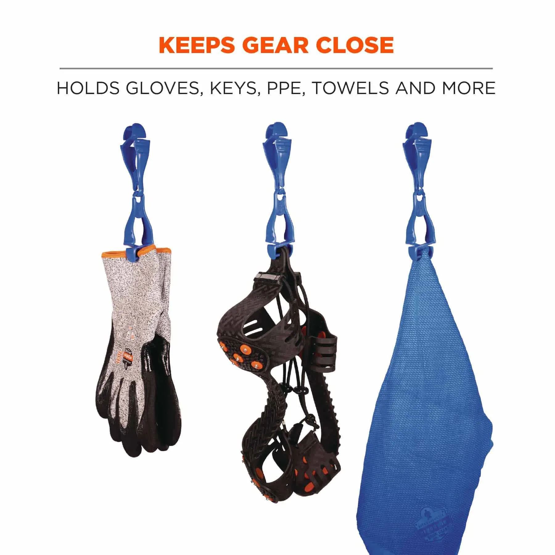 Ergodyne 19717-BULK 3400-BULK  Blue Glove Clip Holder - Dual Clips 100-Pack