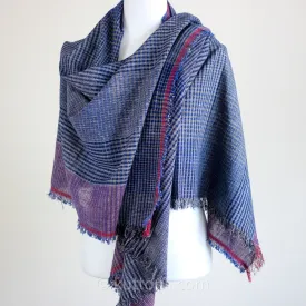 Ethically Crafted Cotton Scarf - Hand-Spun, Hand-Woven Artistry with Azo-Free Vat Dyes | Blue-Maroon, 25x78"