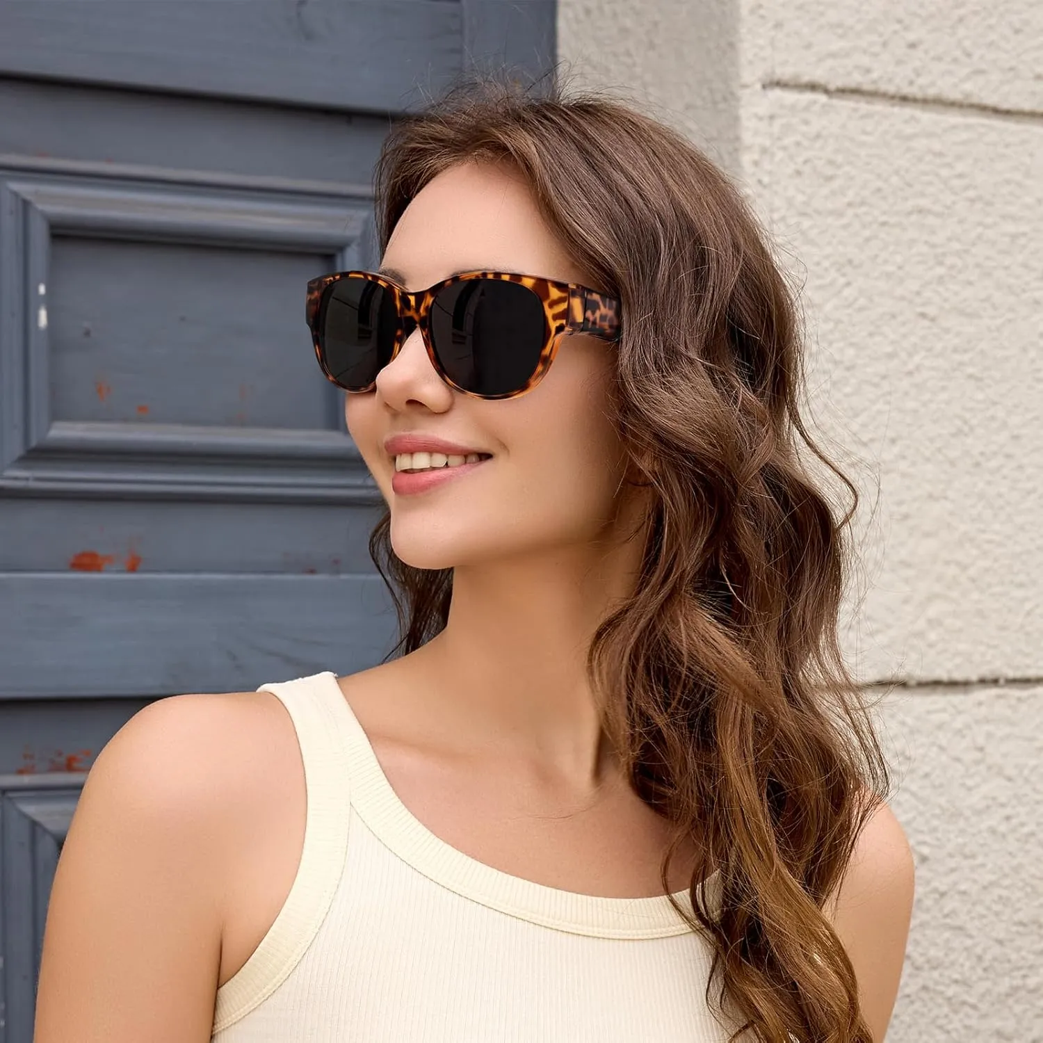 Face Shadow Polarized Sunglasses Fit Over Glasses, Sunglasses for Women to Go Over Glasses UV Protection Lightweight