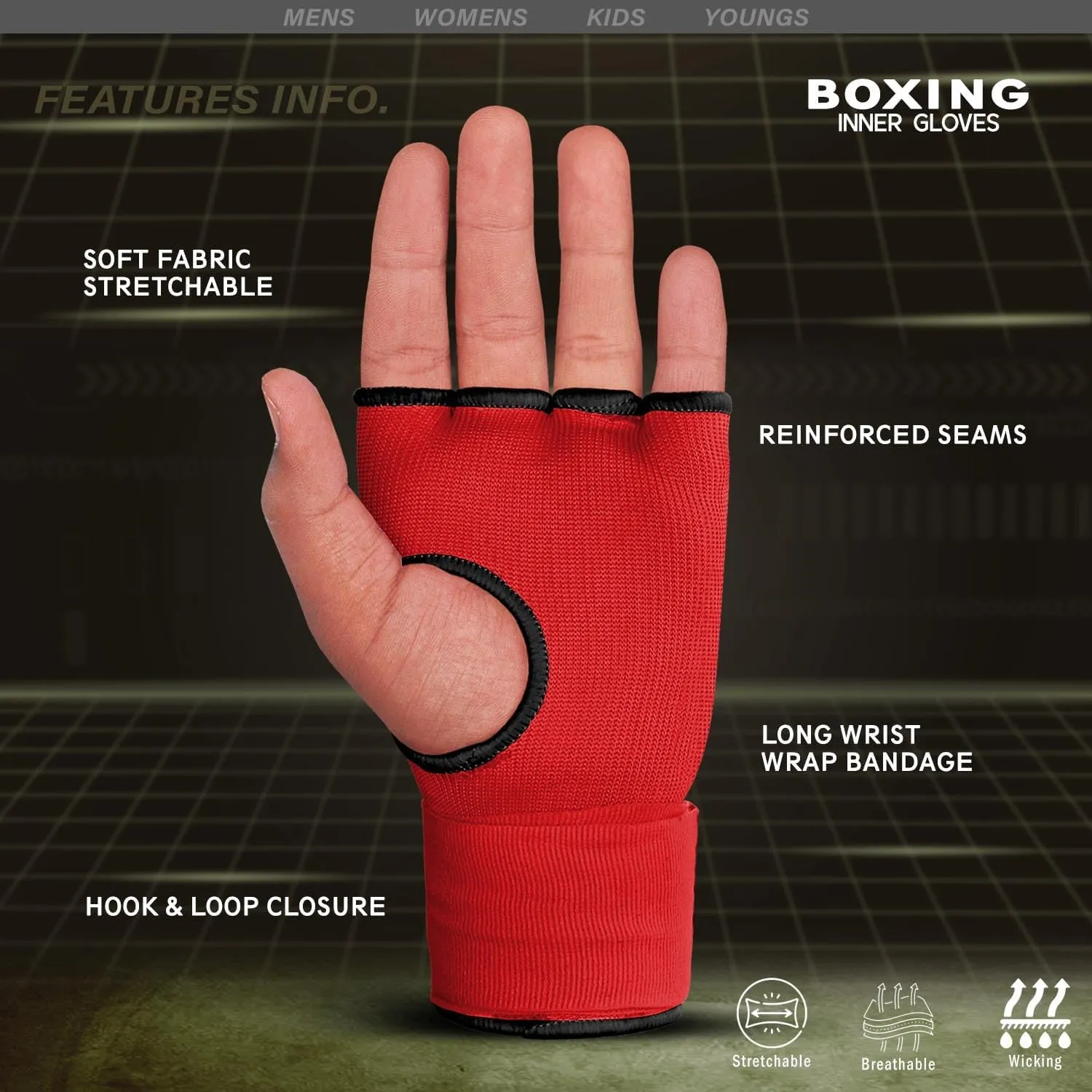 Farabi Quick Wraps Gloves Gel Paded Hand Wraps Adult MMA Boxing Muaythai Bandages Hand Protector 80cm Meter Wrist Support Strap Pair