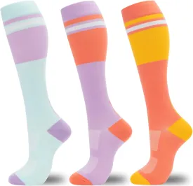 fenglaoda Compression Socks for Women Men 3 Pairs Graduated Compression Support Circulation Socks for Nurses