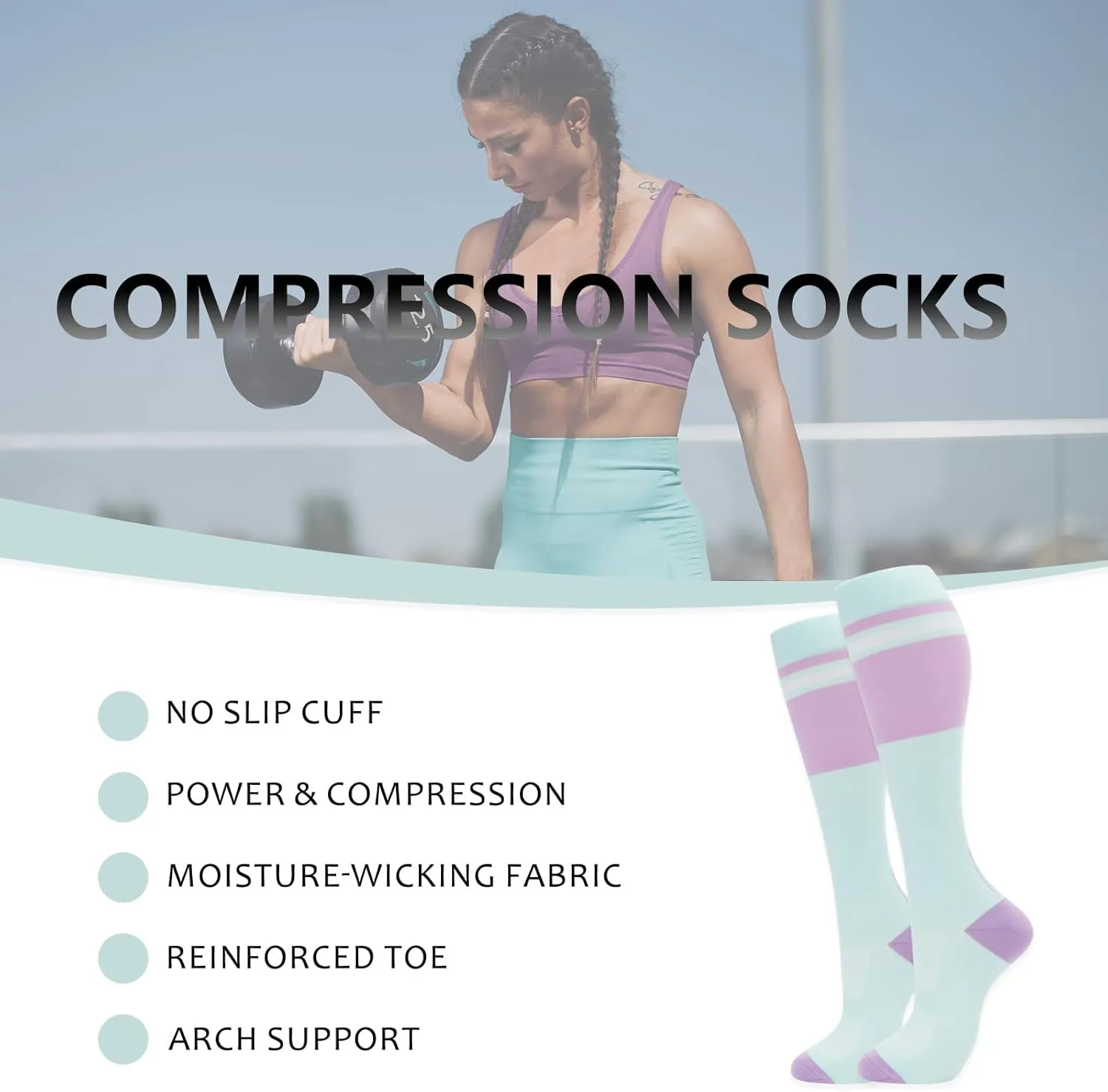 fenglaoda Compression Socks for Women Men 3 Pairs Graduated Compression Support Circulation Socks for Nurses