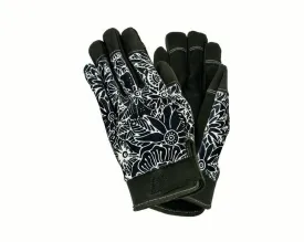 Floral Work Gloves - Black/White