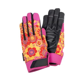 Floral Work Gloves - Pink/Black