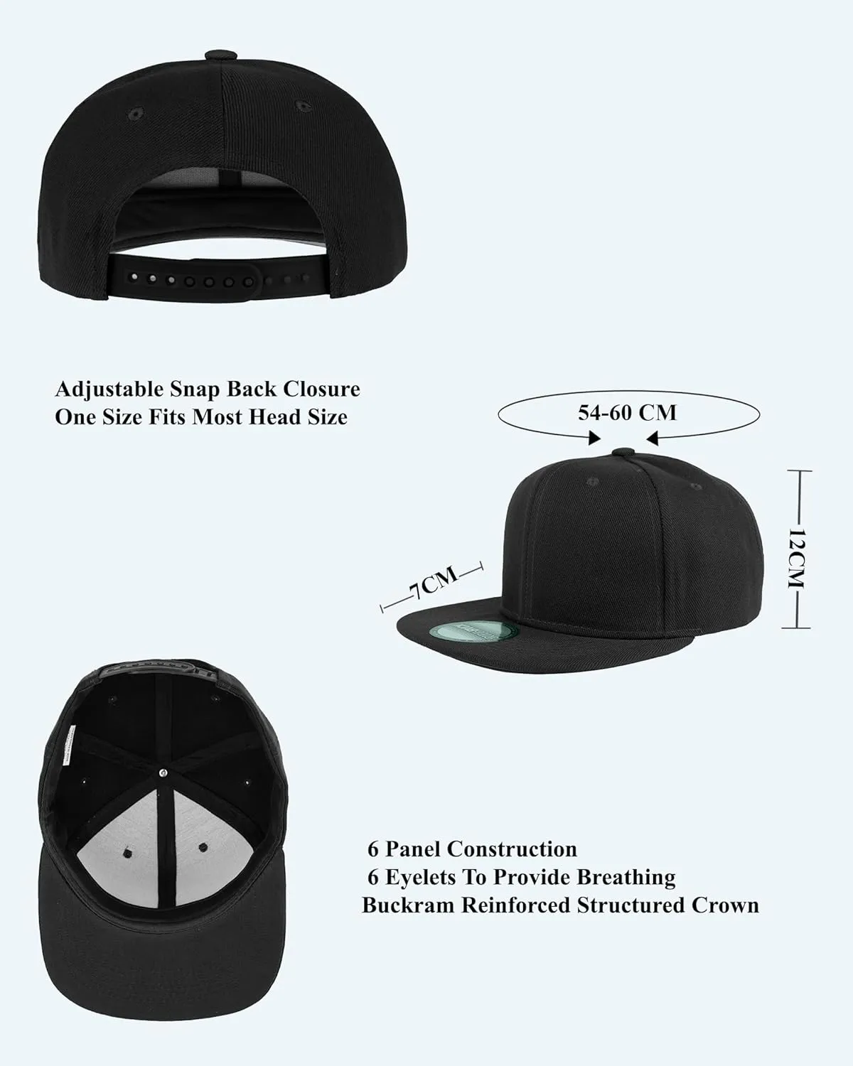 Gelante Plain Blank Flat Brim Adjustable Snapback Baseball Caps Wholesale LOT 12 Pack