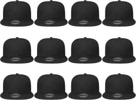 Gelante Plain Blank Flat Brim Adjustable Snapback Baseball Caps Wholesale LOT 12 Pack