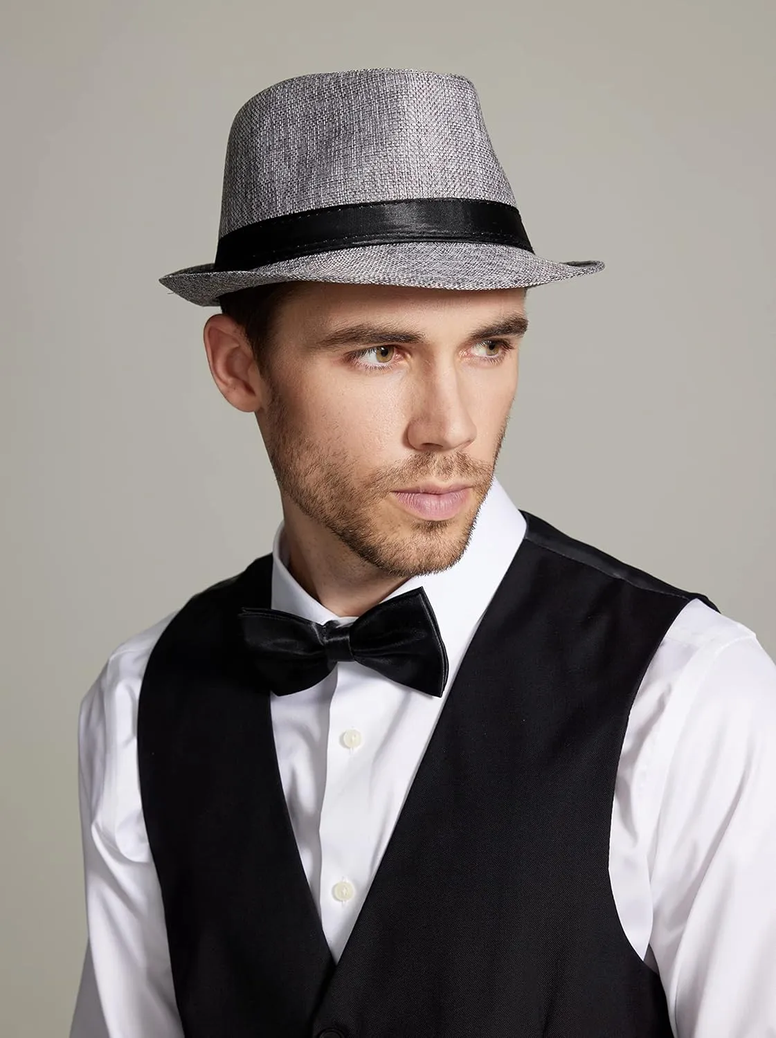 Gionforsy 5 Pack Mens Fedora Hat Classic 1920s Hat Short Brim Fedora Hats Summer Beach Panama Hat for Men Women