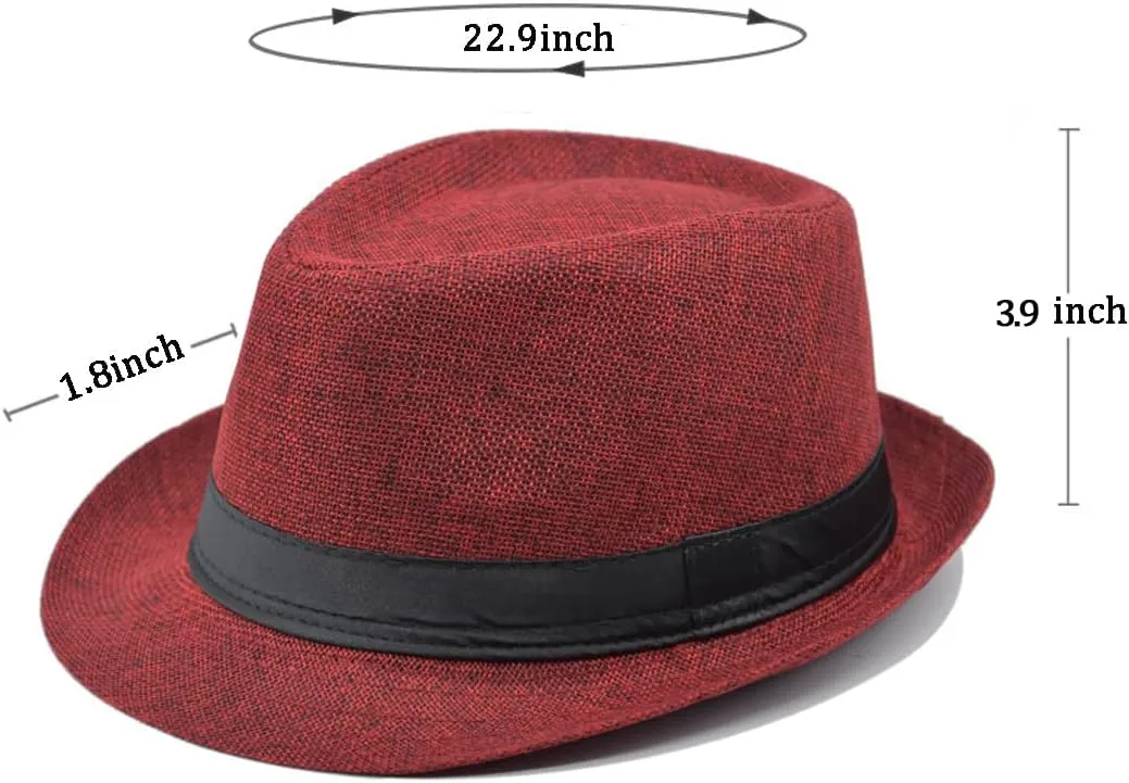 Gionforsy 5 Pack Mens Fedora Hat Classic 1920s Hat Short Brim Fedora Hats Summer Beach Panama Hat for Men Women