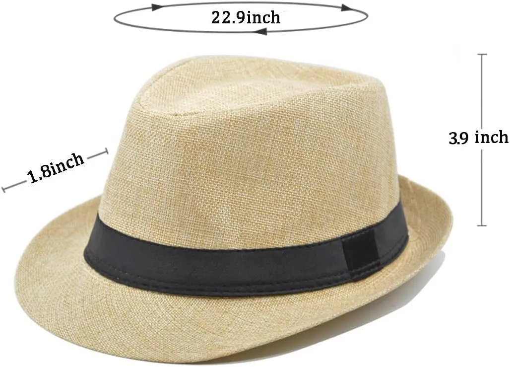 Gionforsy 5 Pack Mens Fedora Hat Classic 1920s Hat Short Brim Fedora Hats Summer Beach Panama Hat for Men Women