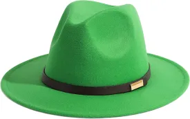Gossifan Fedora Hats for Men Wide Brim Panama Hat with Classic Belt