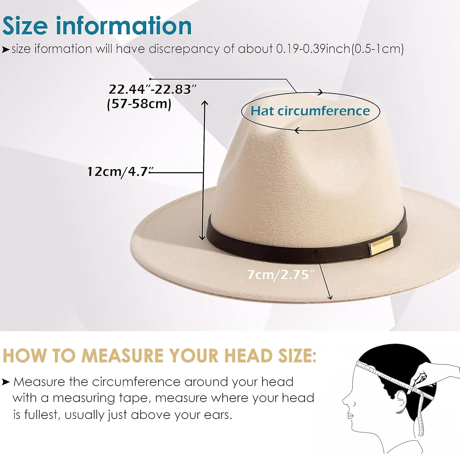 Gossifan Fedora Hats for Men Wide Brim Panama Hat with Classic Belt