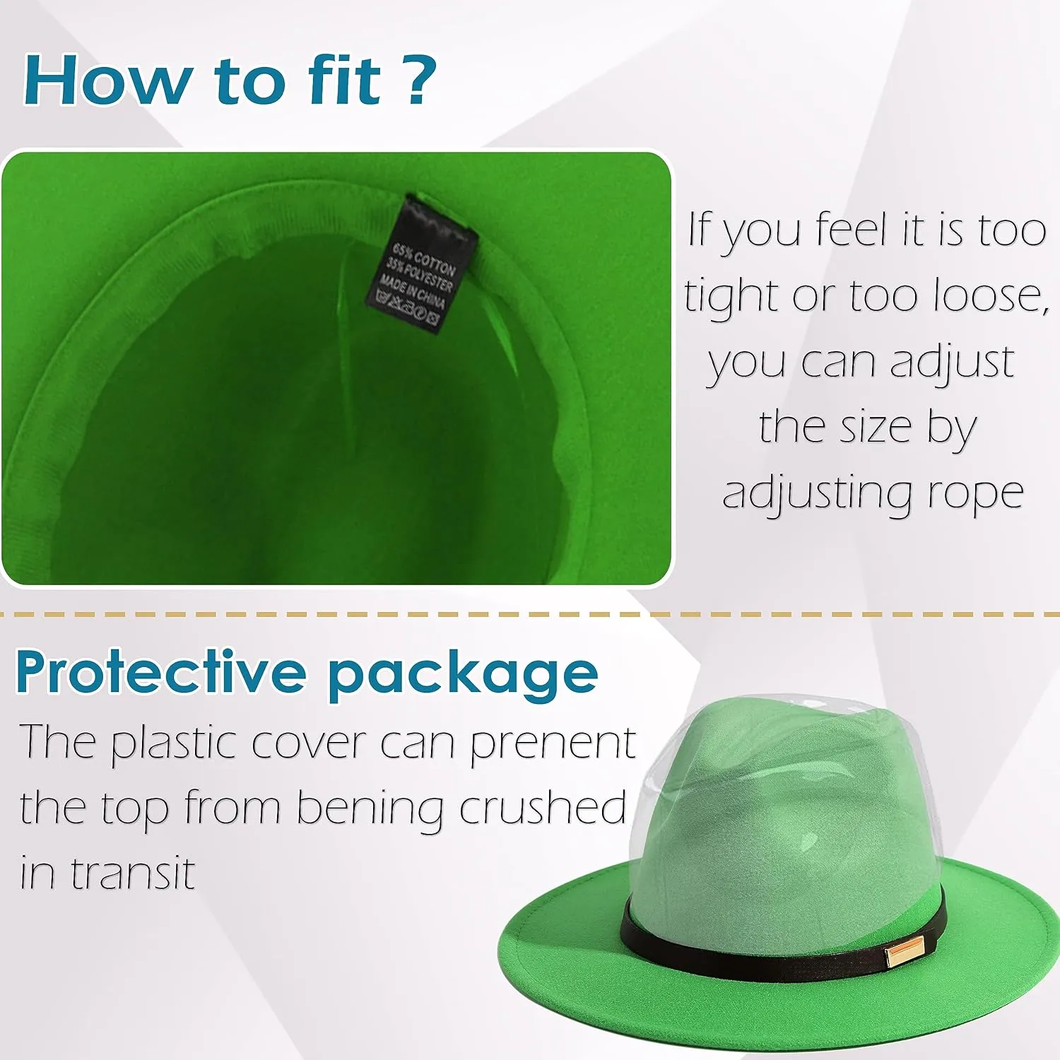 Gossifan Fedora Hats for Men Wide Brim Panama Hat with Classic Belt