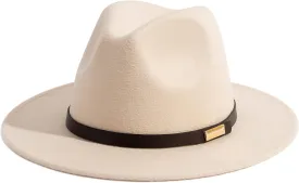Gossifan Fedora Hats for Men Wide Brim Panama Hat with Classic Belt