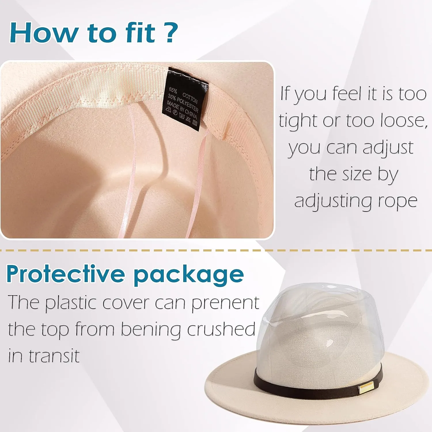 Gossifan Fedora Hats for Men Wide Brim Panama Hat with Classic Belt