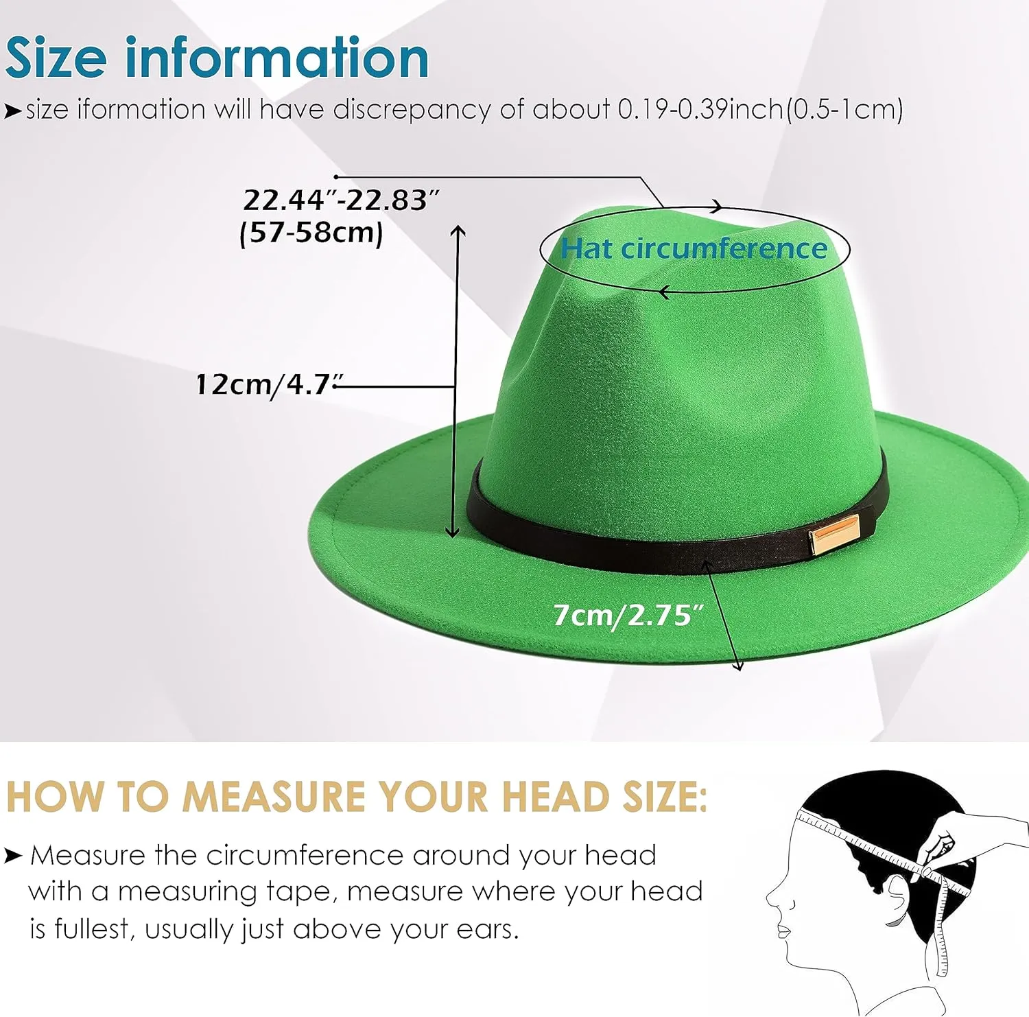Gossifan Fedora Hats for Men Wide Brim Panama Hat with Classic Belt