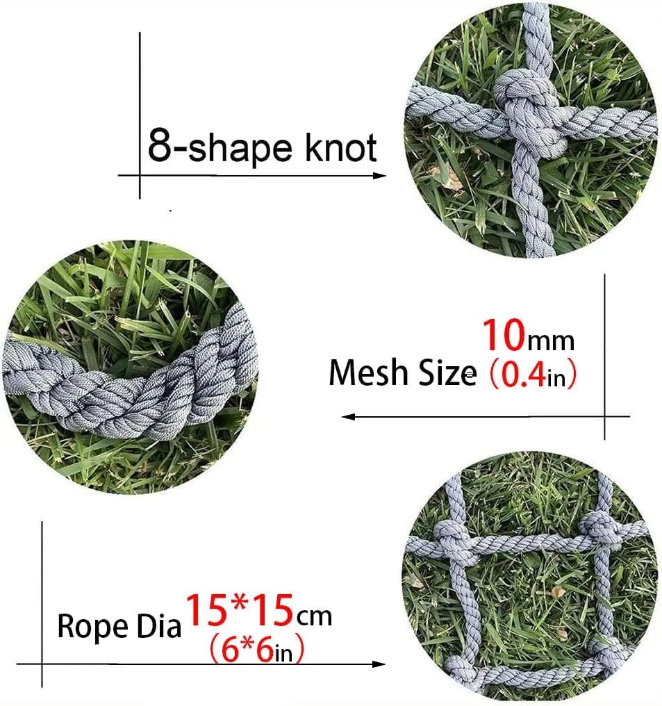 Heavy-Duty Outdoor Climbing Cargo Net - Polyamide Material, Perfect for Kids & Adults, Military-Grade Climbing Net for Balcony, Railing, and Warrior Obstacle Courses(Size:2x4m/6.6x13ft)