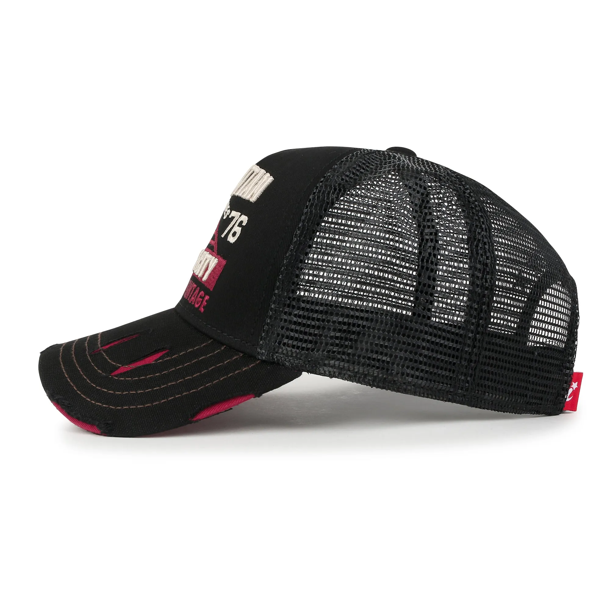 ililily PREMIUM Manhattan Wide Embroidery Trucker Hat Vintage Baseball Cap