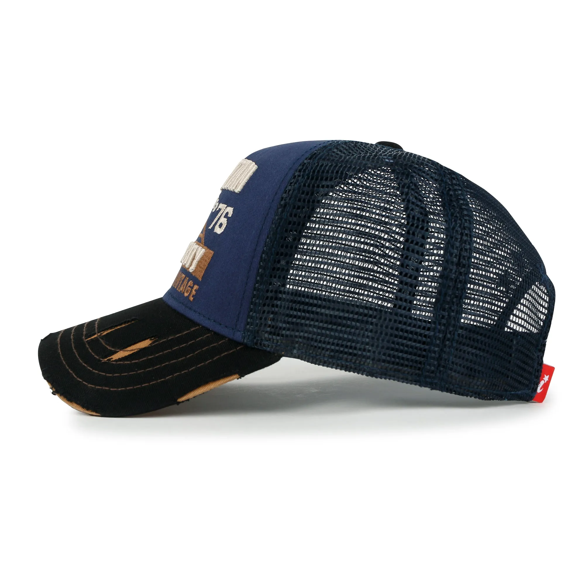 ililily PREMIUM Manhattan Wide Embroidery Trucker Hat Vintage Baseball Cap