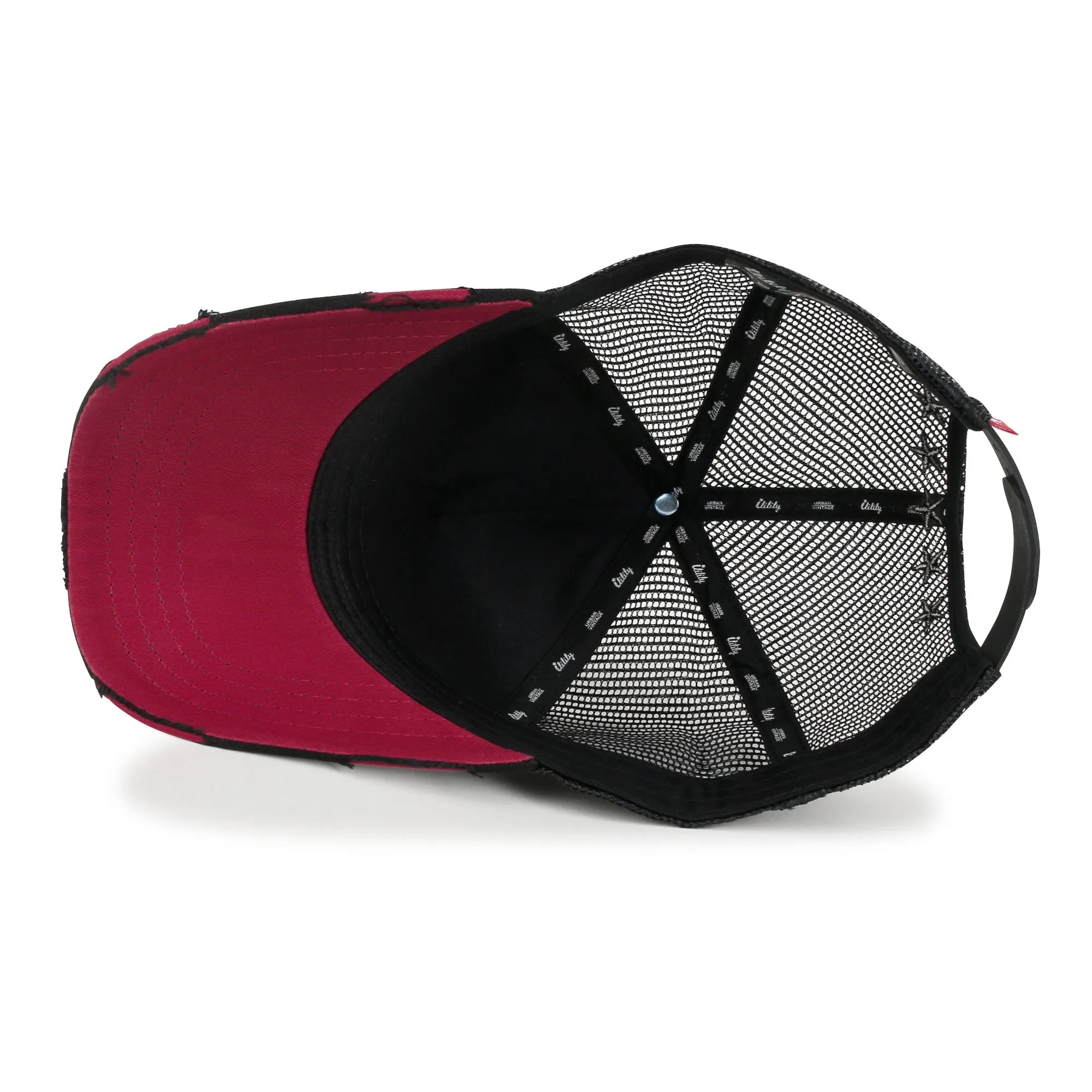 ililily PREMIUM Manhattan Wide Embroidery Trucker Hat Vintage Baseball Cap