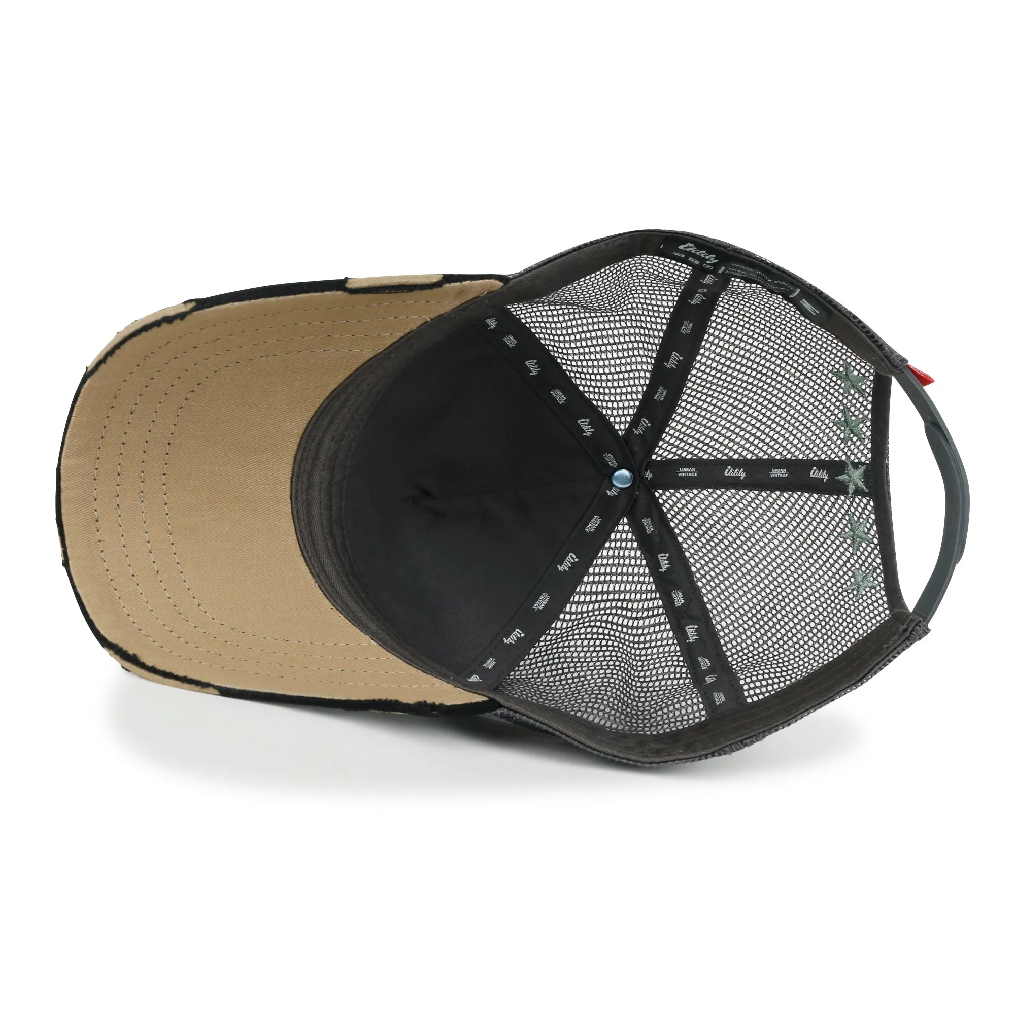 ililily PREMIUM Manhattan Wide Embroidery Trucker Hat Vintage Baseball Cap