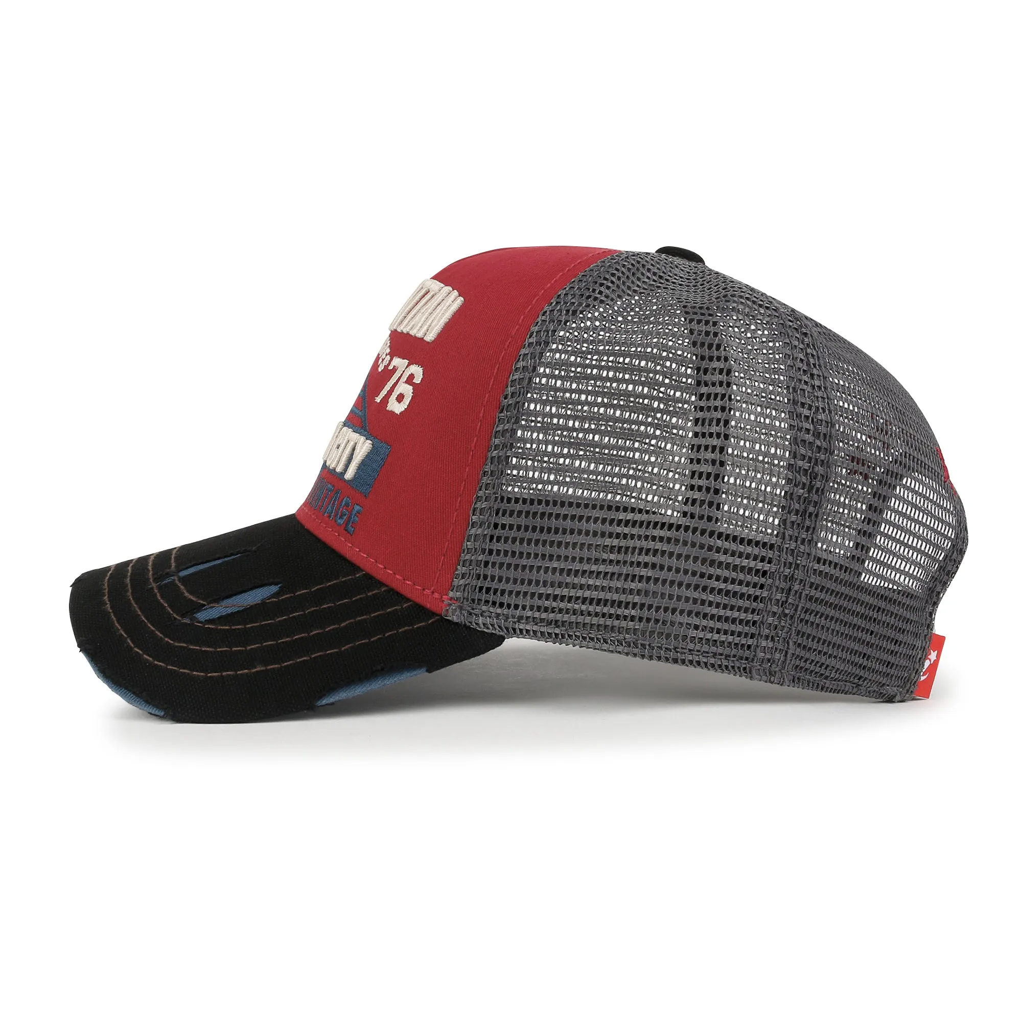 ililily PREMIUM Manhattan Wide Embroidery Trucker Hat Vintage Baseball Cap