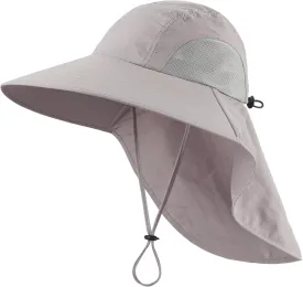 LLmoway Wide Brim Sun Hat with Neck Flap for Men Women Summer Outdoor UV Protection Breathable Fishing Hats with Strap