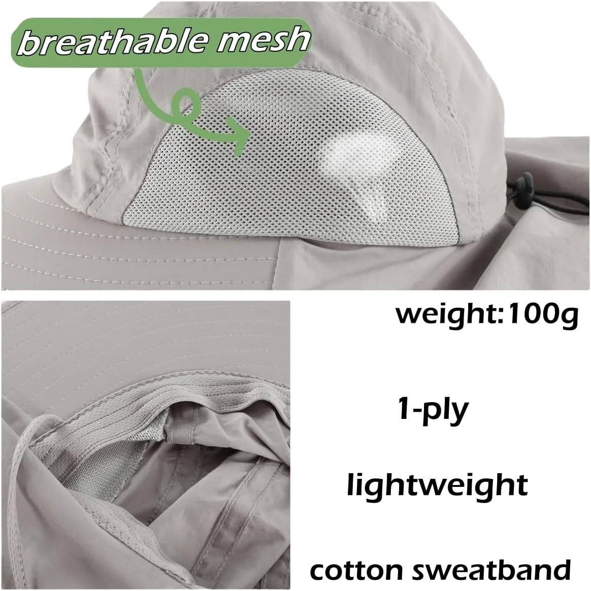 LLmoway Wide Brim Sun Hat with Neck Flap for Men Women Summer Outdoor UV Protection Breathable Fishing Hats with Strap