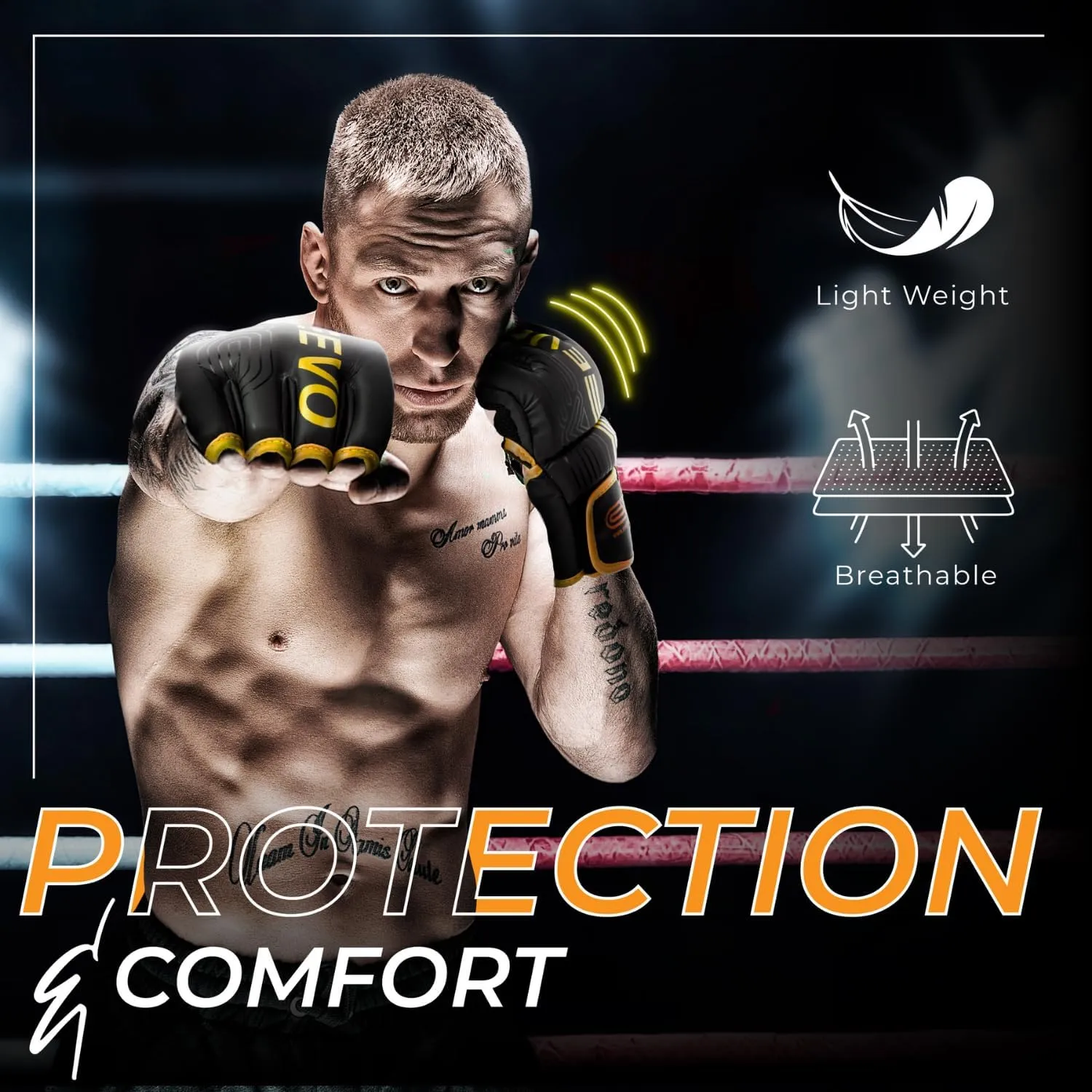 Matte Black MMA Gloves Martial Arts Mitts Grappling Sparring Men Muay Thai Cage Fighting Boxing Combat Sports Fingerless Women Pink Kickboxing UFC Punching Bag Training