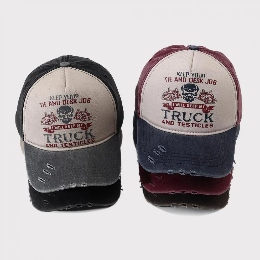 Men's Caps Peaked Hard Top Summer Trucker Cap – Stylish Letter Printing, Adjustable Cotton Cap for Sun Protection