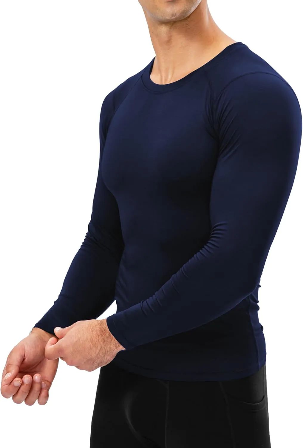 Men's Compression Long Sleeve Shirts, Cool Dry Sport Workout Underwear Shirt Athletic Baselayer Running Tops 1/2 Pack
