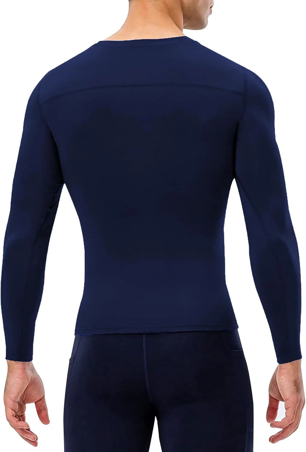 Men's Compression Long Sleeve Shirts, Cool Dry Sport Workout Underwear Shirt Athletic Baselayer Running Tops 1/2 Pack