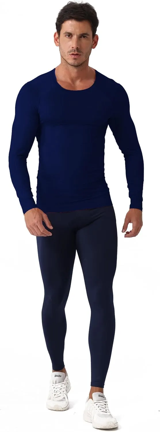 Men's Compression Long Sleeve Shirts, Cool Dry Sport Workout Underwear Shirt Athletic Baselayer Running Tops 1/2 Pack