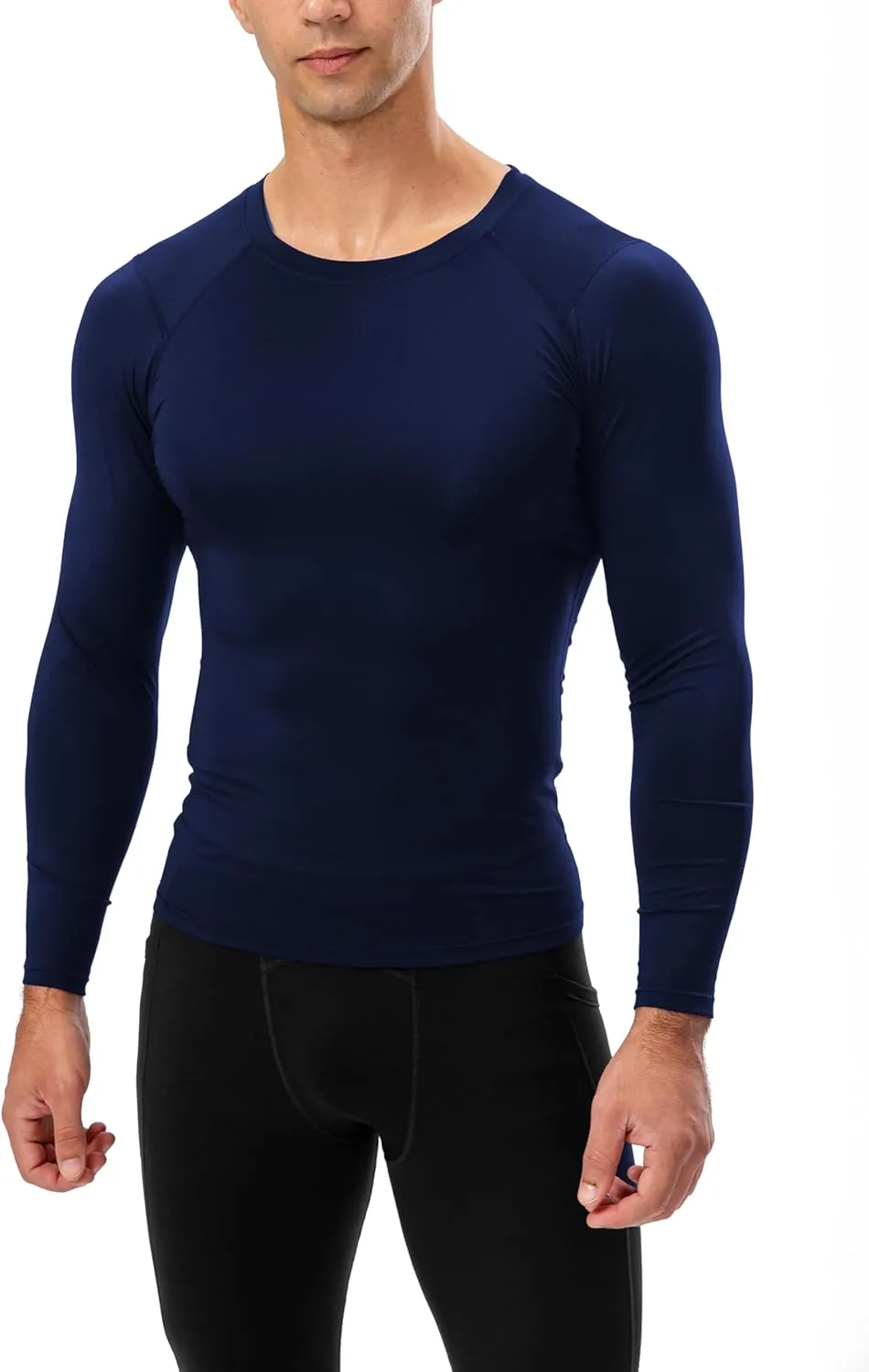 Men's Compression Long Sleeve Shirts, Cool Dry Sport Workout Underwear Shirt Athletic Baselayer Running Tops 1/2 Pack