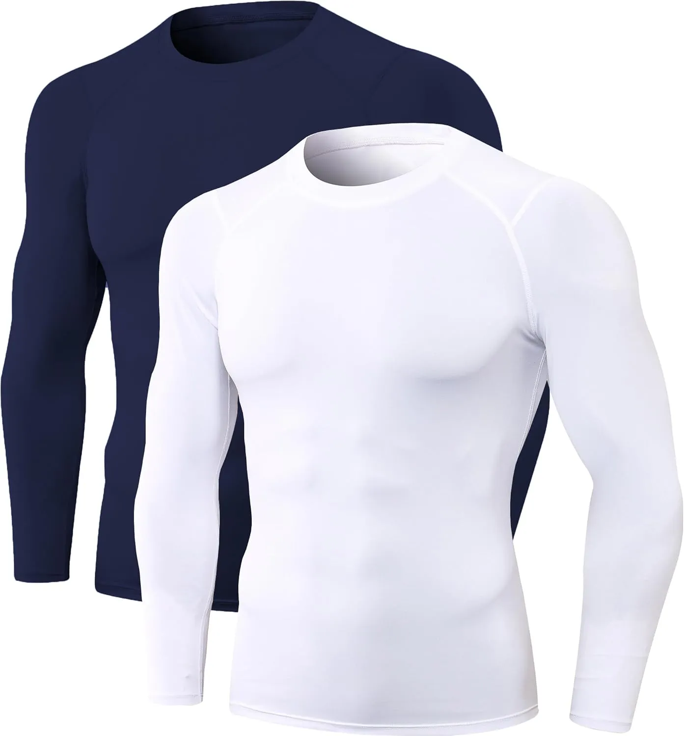 Men's Compression Long Sleeve Shirts, Cool Dry Sport Workout Underwear Shirt Athletic Baselayer Running Tops 1/2 Pack