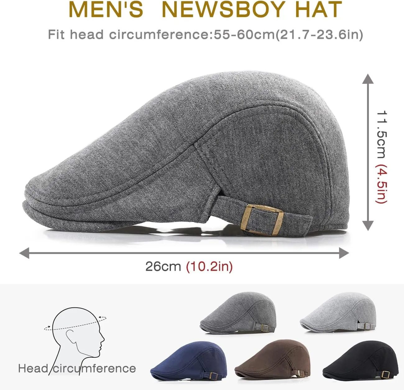 Men's Cotton Newsboy Hats Flat Ivy Gatsby Cap Irish Cabbie Ivy Driving Hunting Hat