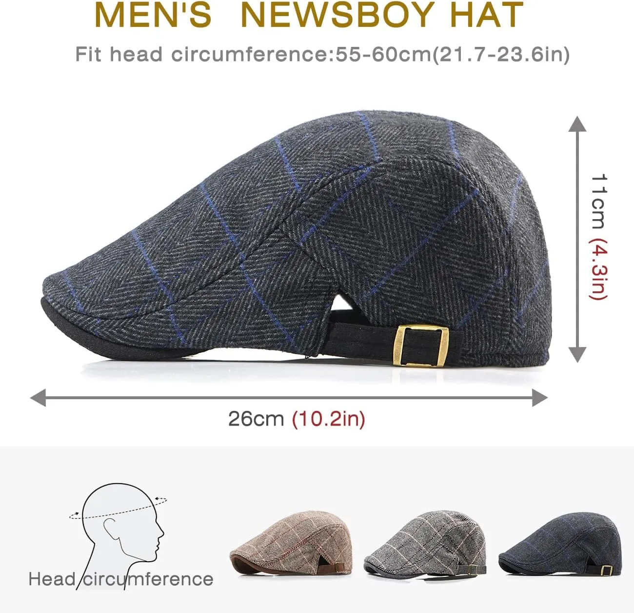 Men's Cotton Newsboy Hats Flat Ivy Gatsby Cap Irish Cabbie Ivy Driving Hunting Hat
