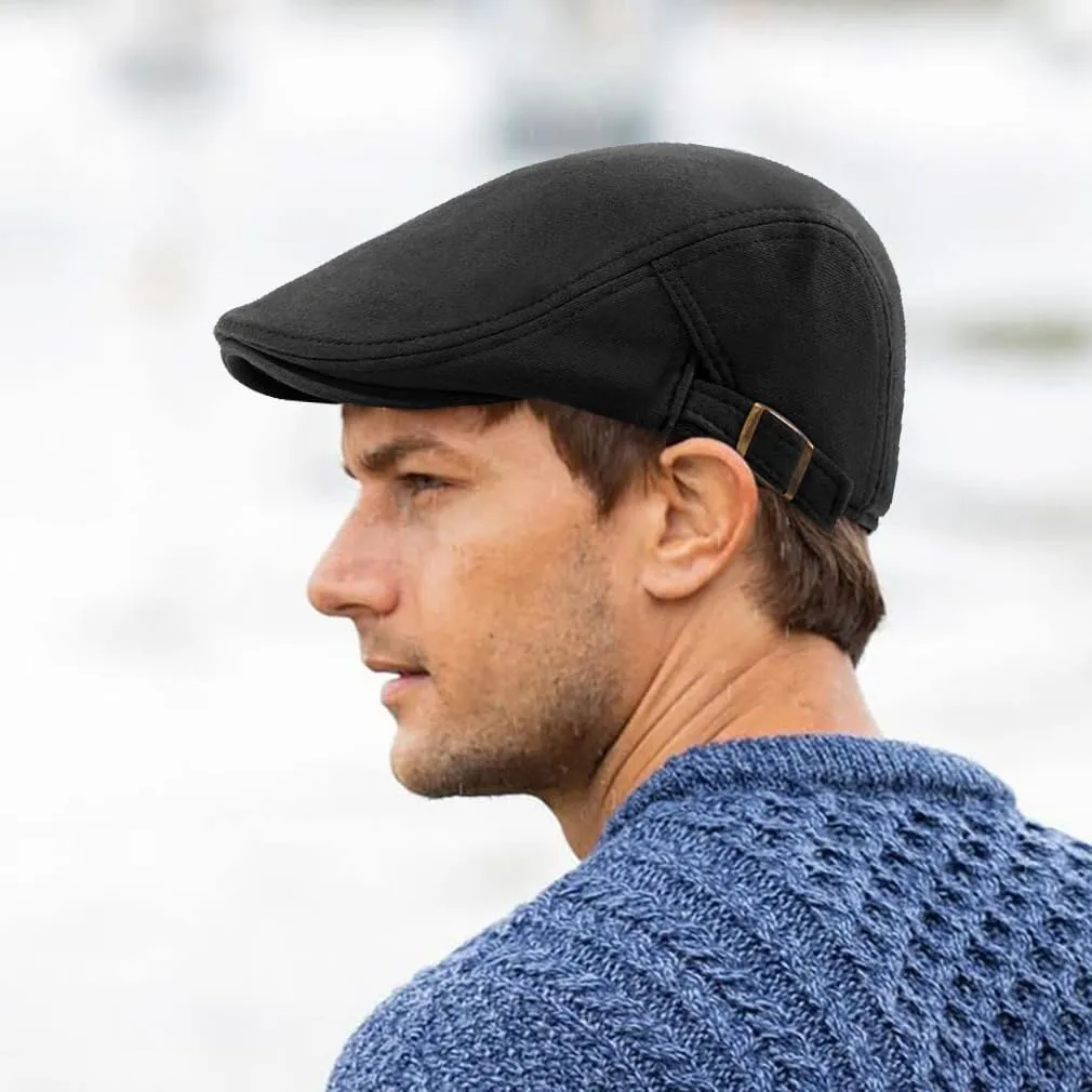 Men's Cotton Newsboy Hats Flat Ivy Gatsby Cap Irish Cabbie Ivy Driving Hunting Hat