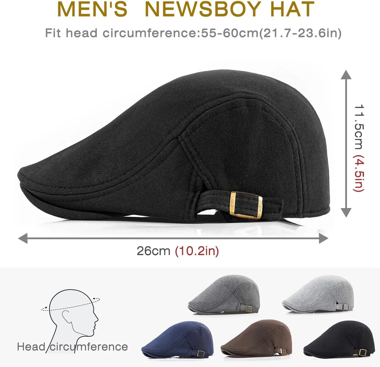 Men's Cotton Newsboy Hats Flat Ivy Gatsby Cap Irish Cabbie Ivy Driving Hunting Hat