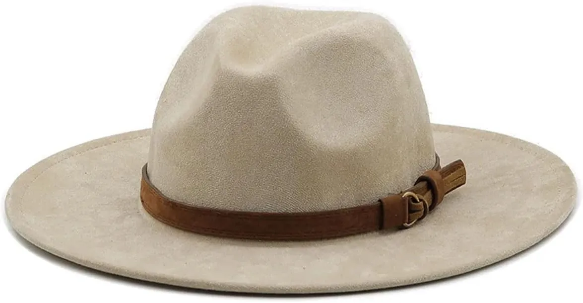 Men's Outdoor Suede Jazz Hat Wide Brim Beach Sun Cap Panama Fedora Hats Women/Men