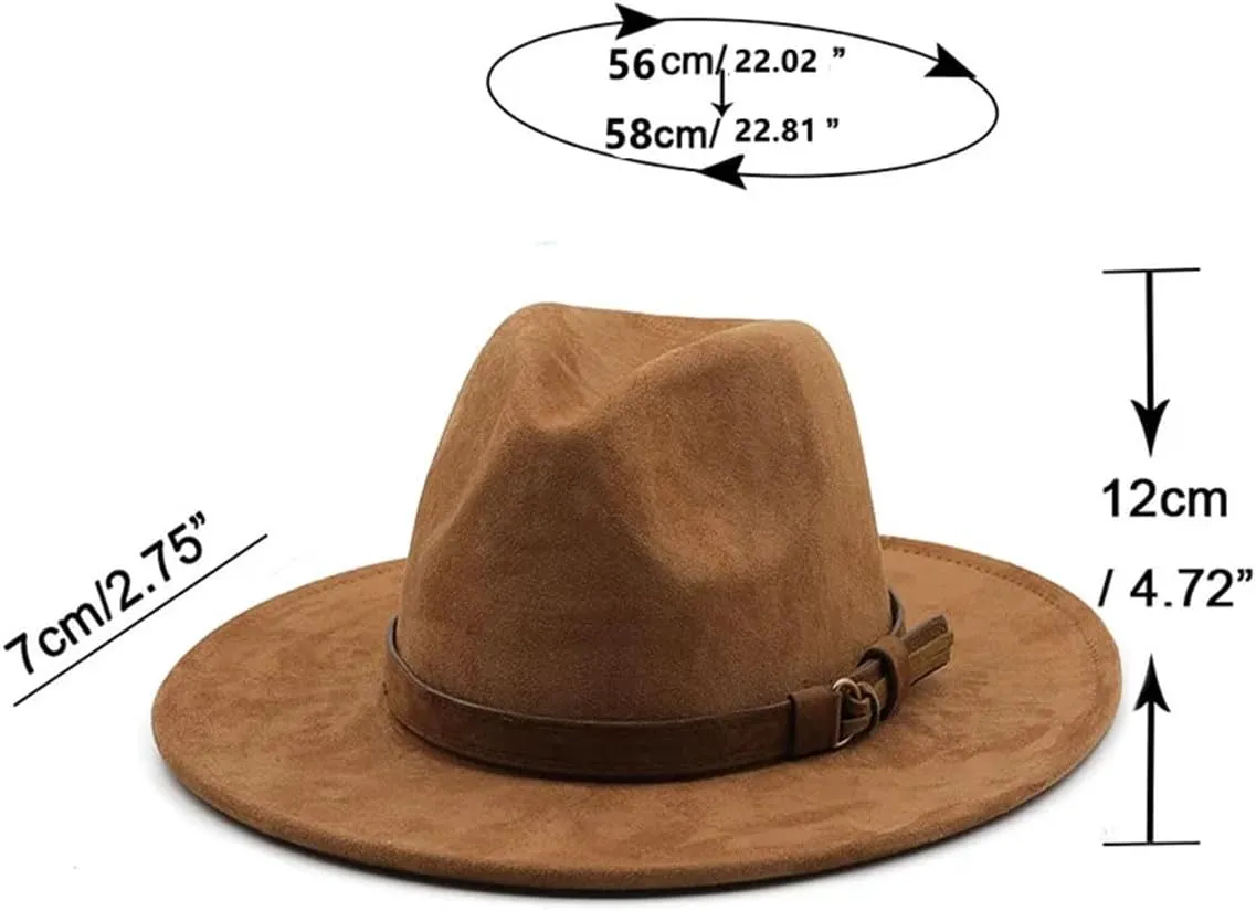 Men's Outdoor Suede Jazz Hat Wide Brim Beach Sun Cap Panama Fedora Hats Women/Men
