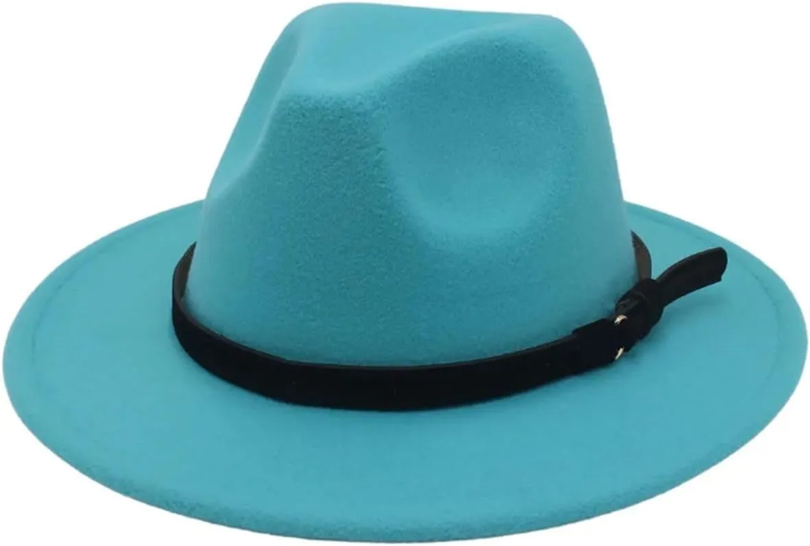 Men's Vintage Fedora Hats for Men Wide Brim Fedora Hat Classic Wedding Panama Jazz Cap with Belt