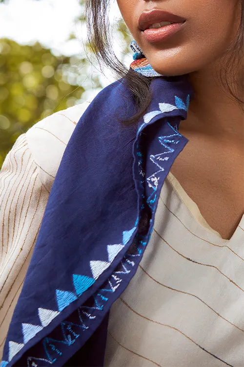 Okhai 'Tauktae' Hand Embroidered Pure Cotton Scarf