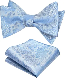 Original Mens Bowtie Self Bow Tie & Pocket Square Set
